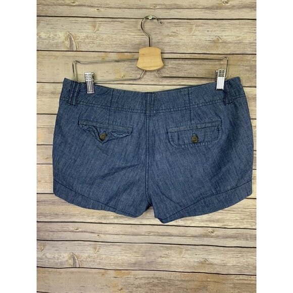Old Navy Womens 8 Chambray Shorts Flat Front Blue - Picture 5 of 10